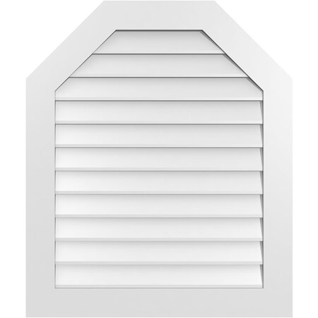 Ekena Millwork Octagonal Top Surface Mount PVC Gable Vent w/ 3-1/2"W x 1"P Standard Frame, 32"W x 38"H GVPOT32X3801SN